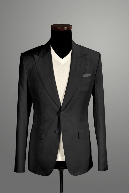 Black Suede Blazer - Peak Lapel, 2 Button