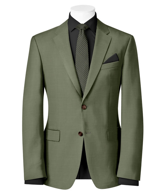 Olive Wool Blend Blazer - 2 Button Notch Collar