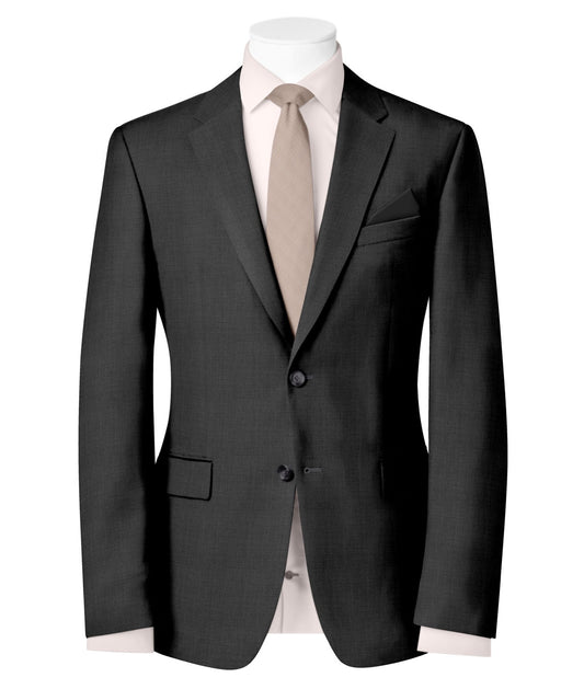 Medium Grey Wool Blend Blazer - 2 Button Notch Collar