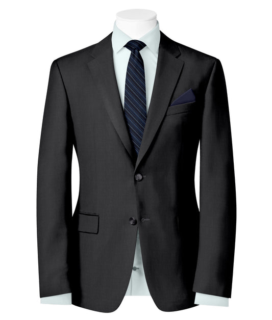 Charcoal Grey Wool Blend Blazer - 2 Button Notch Collar