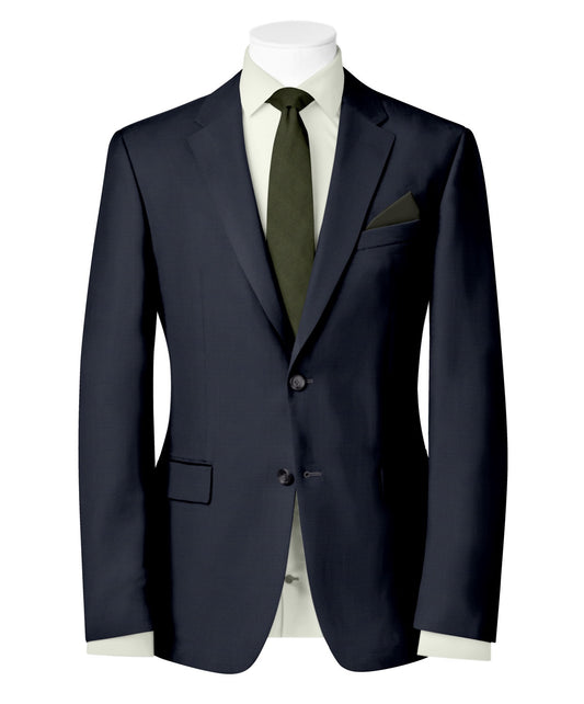 Navy Wool Blend Blazer - 2 Button Notch Collar