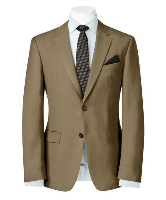 Khaki Wool Blend Blazer - 2 Button Notch Collar