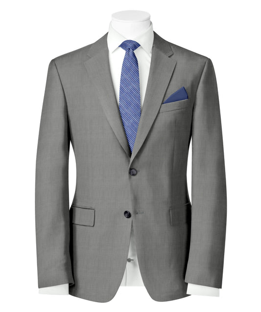 Ash Grey Wool Blend Blazer - 2 Button Notch Collar