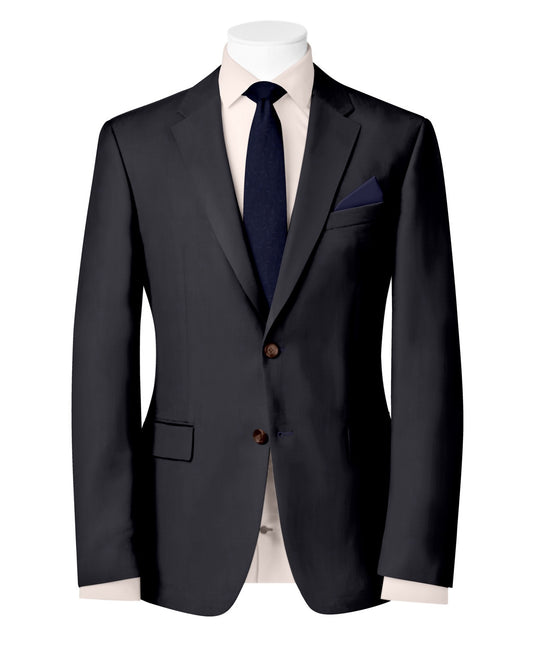 Dark Navy Wool Blend Blazer - 2 Button Notch Collar