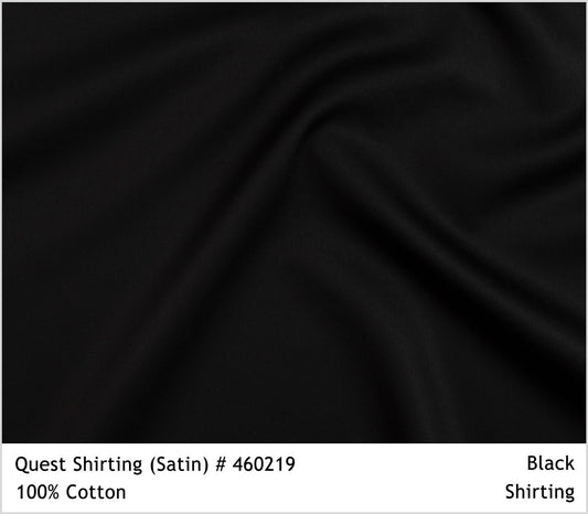 Black 100% Cotton Shirt - Satin Weave