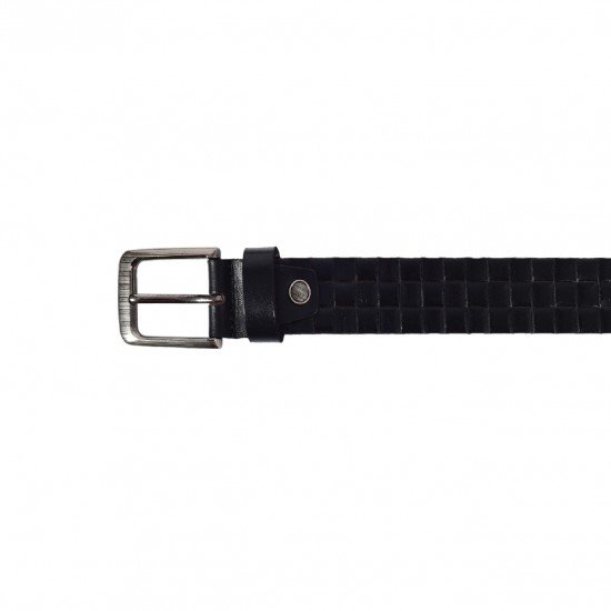Black Genuine Leather Belt - Dapper Emboss