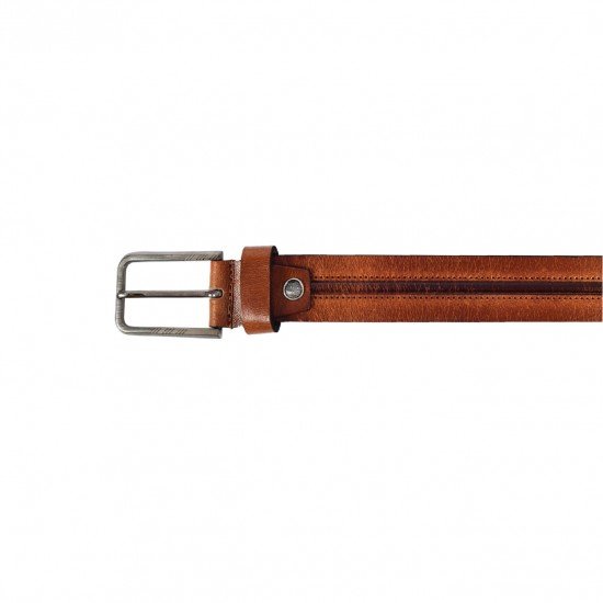 Brown Genuine Leather Belt - Strip Emboss