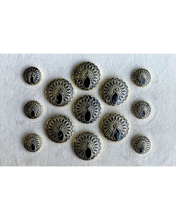 Peacock Enamel Buttons