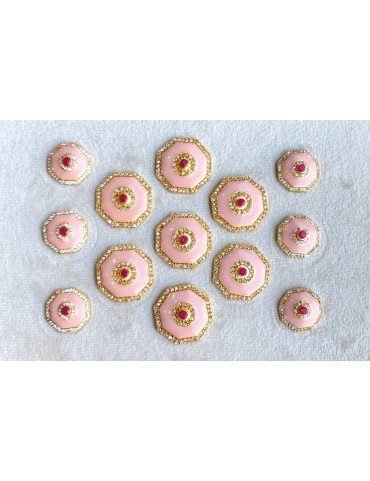 Octagon Shaped Buttons - Pink