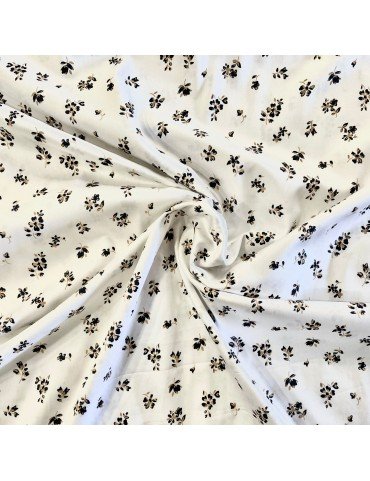 100% Cotton Fabric - White Floral Printed - Width 58 Inches