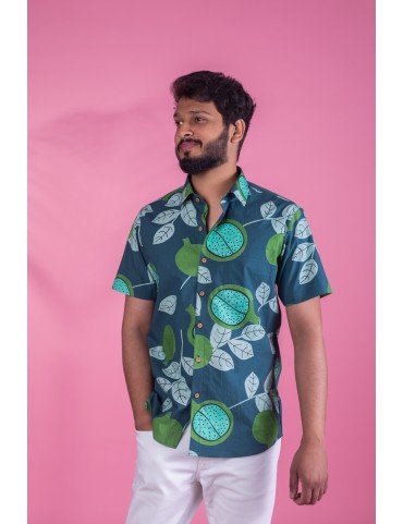 Kiwi Print 100% Cotton Green Shirt