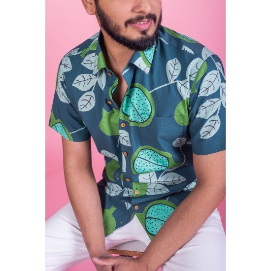 Kiwi Print 100% Cotton Green Shirt