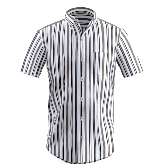 White Broad Multi-Colored Striped Shirt