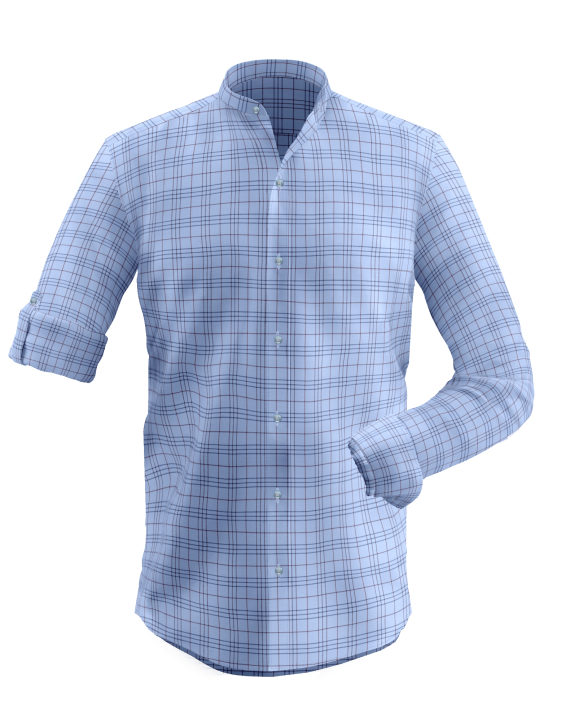 Sky Blue Window Pane Checkered Shirt