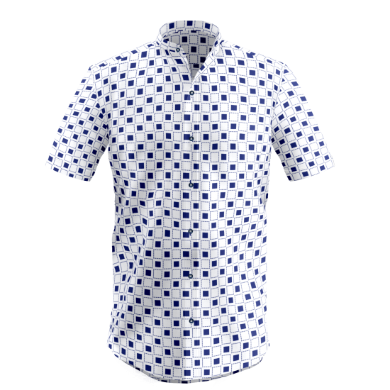 White Blue Casual Checkered Shirt