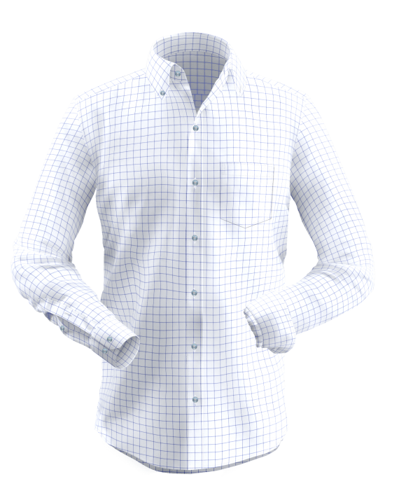 White Blue Formal Checkered Shirt