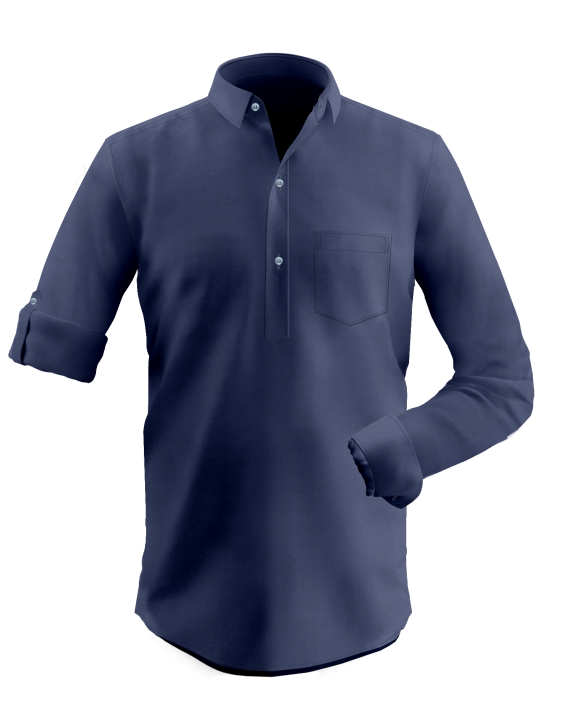 Navy Blue Twill Kurta Shirt