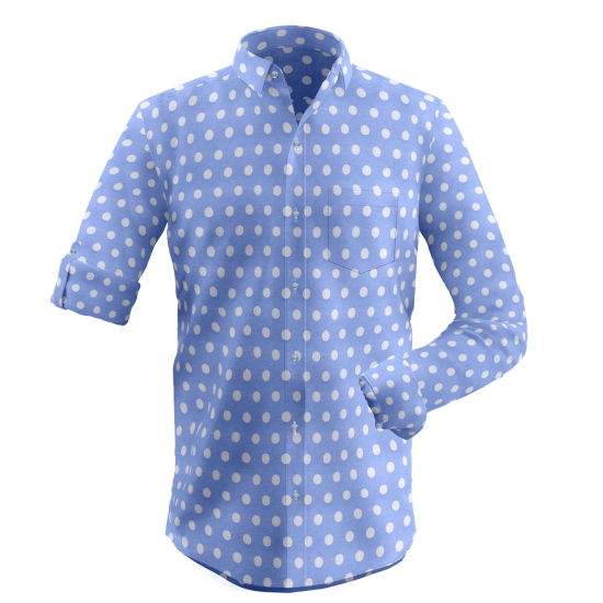 Blue Polka Dot Print Shirt